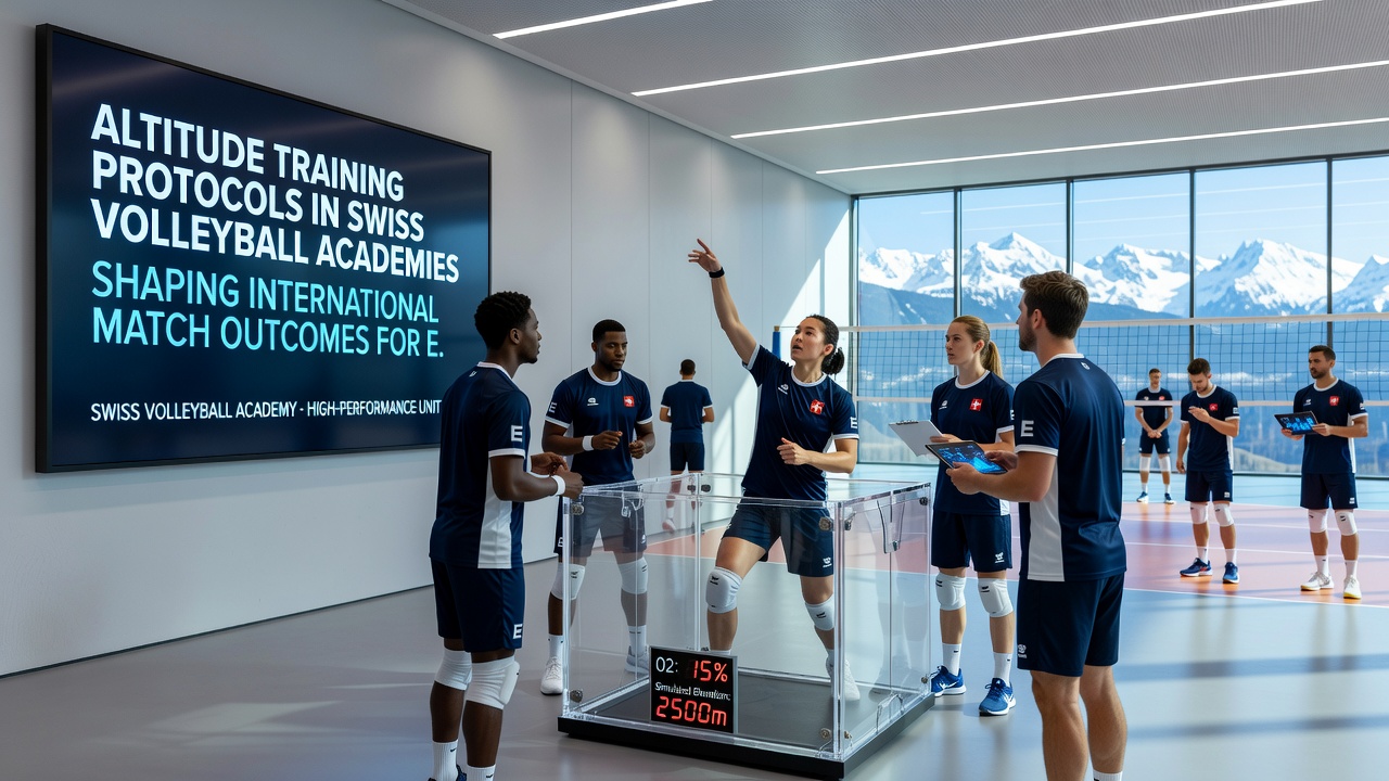 Volleyball academy athletes reviewing performance metrics after altitude exposure in the Swiss Alps