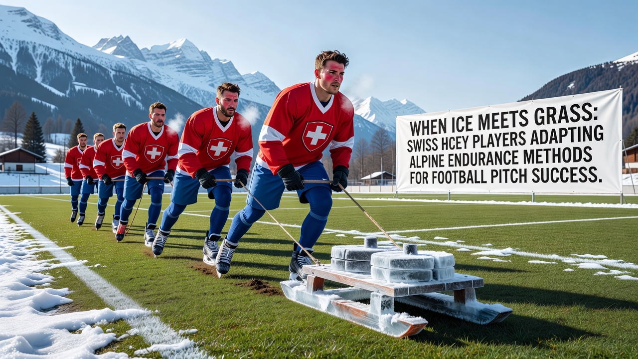 Swiss ice hockey players running on alpine trails to build endurance for cross-sport applications